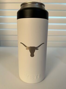 New YETI Texas Longhorns White Rambler Colster Slim
Can Insulator - 12 oz